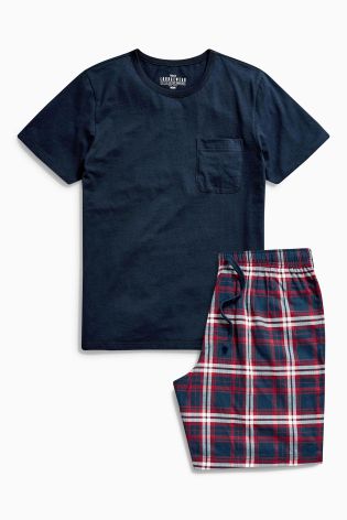 Navy/Red Check Woven Short Set